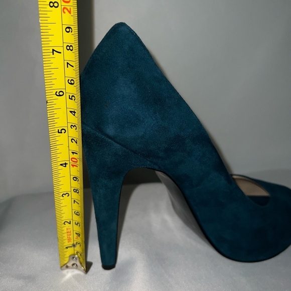 Nine West Peep Toe Dark Turquoise High Heels Womens Sz 10 Leather Upper - Picture 9 of 9